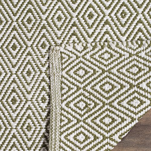 SAFAVIEH Montauk Collection Accent Rug - 3' x 5', Ivory & Green, Handmade Flat Weave Cotton, Ideal for High Traffic Areas in Entryway, Living Room, Bedroom (MTK515H)