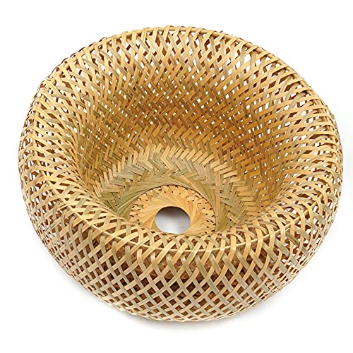 Hand-Woven Bamboo Pendant Light, Lantern Lamp Rattan Single Light Weaving Natural Wooden Ceiling Hanging Fixture with Adjustable Cord for Kitchen Dining Room Restaurant Farmhouse - color: Semicircle, Style 2