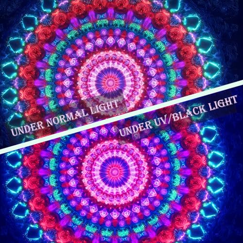 Manicer Blacklight Mandala Tapestry - UV Reactive Glow in the Dark Red Green Purple Bohemian Floral Wall Art Decor for Bedroom Living Room Dorm - 51.2" x 59.1" - color: Green