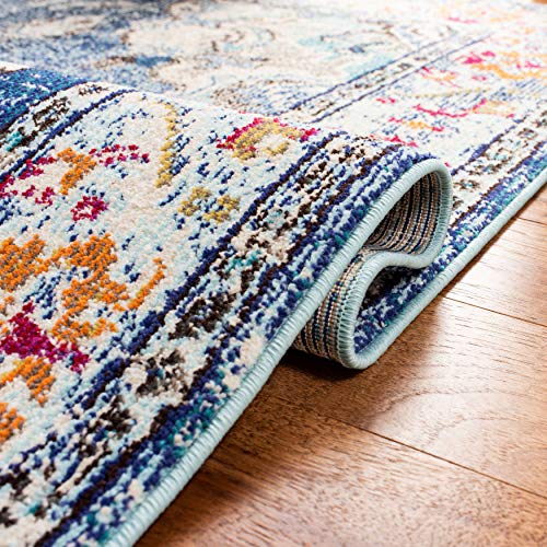 SAFAVIEH Monaco Collection Runner Rug - 2'2" x 6', Navy & Light Blue, Non-Shedding & Easy to Clean, Distressed Medallion Design, Ideal for Hallway, Foyer, Entryway, Kitchen, Bedroom (MNC243N) - color: Navy/Light Blue, size: 2'2" x 6' (Runner)