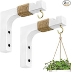 2 Pack Plant Hanger Hooks for Indoor Hanging Plants, Farmhouse Wooden Hanging Basket Wall Hooks for Outdoor Flower Pots Lanterns Wind Chime Lights Garden Decoration