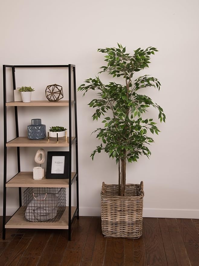Kouboo Kobo Square Rattan Decorative Storage Basket and Planter, Medium Size, Gray