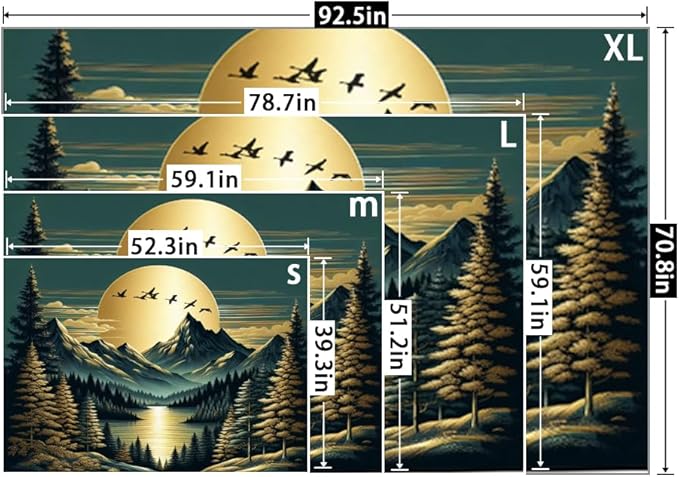 Generleo Mountain Moon Tapestry Forest Tree Tapestries Nature Landscape Tapestries Vintage Aesthetic Tapestry Wall Hanging for Bedroom Decor