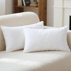Phantoscope 100% Virgin Fiber Pillow Inserts, Premium Microfine Fiber Square Hypoallergenic Throw Pillow Inserts for Bedroom, Study, Chair 12x20 inches Pack of 2