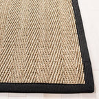 SAFAVIEH Area Rug 5x8 - Natural Fiber Collection - Natural & Black, Seagrass, Herringbone Pattern with Border (NF115C) - color: Natural/Black, size: 5' x 8' (Rectangular)