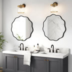 WallBeyond Round Wavy Mirror for Wall Decorative 24 inch, Modern Round Mirror Aluminum Frame for Bathroom Bedroom Living Room Home House Office Entryway, Black
