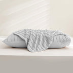 JELLYMONI Pillowcases King Size Light Grey 2 Pack Boho Striped Bed Pillow Covers 20x36in Polyester Envelope Pillow Shams Tufted Bohemian Textured (Pillows are not Included)
