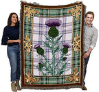 Pure Country Weavers Scotland - National Flower The Flowering Thistle Blanket - Gift Tapestry Throw - Woven from Cotton - Made in the USA (72x54) - color: Scotland Thistle, size: 72" x 54"
