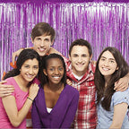 4 Pack Light Purple Foil Fringe Curtain Backdrop, 3.28Ft x 8.2Ft Metallic Tinsel Foil Fringe Streamers Curtains for Party, - color: Light Purple