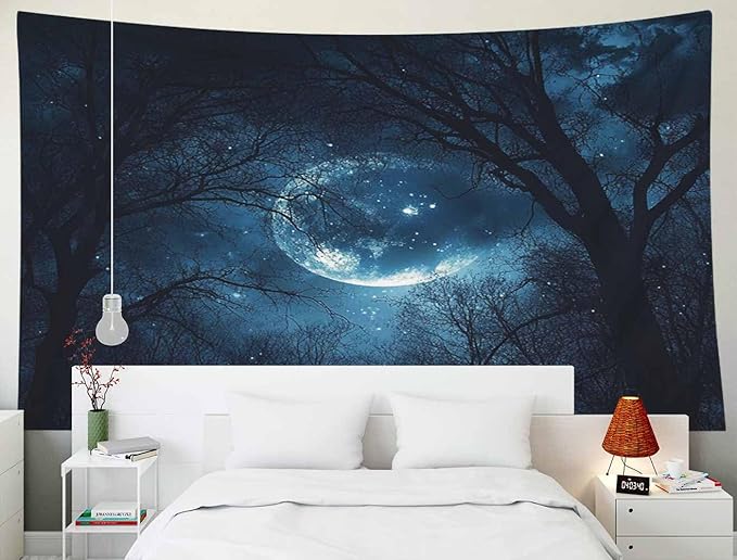 EMMTEEY Forest Tapestry Starry Sky Night Forest 80X60 Inch Large Tapestry Wall Art Hanging Tapetries for Bedroom Living Room Dorm Décor