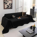 ROOMLIFE Black Sofa Cover, Vintage Boho Couch Cover for 3 Cushion Sofa, Non Slip Soft Chenille Sofa Slipcovers for Dog, Washable Furniture Sofa Protector Cover with Tassel for Living Room, 71''X150”