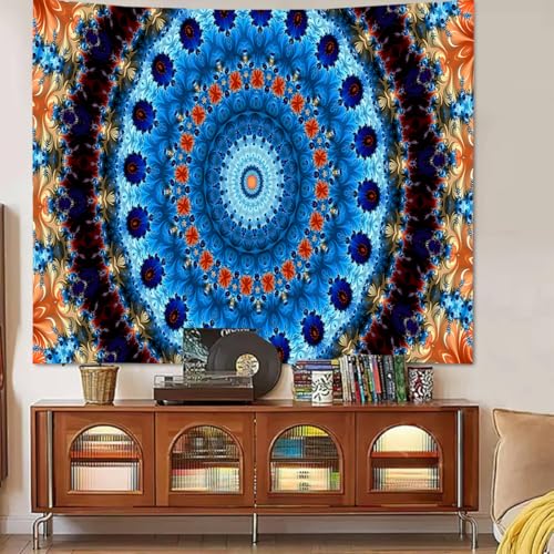 FENDROM Cool Colorful Mandal Tapestry Popular Handicrafts Indian hippie Bohemian Wall Hanging Aesthetic Floral Mandala Wall Art For College Bedroom Living Room Dorm Beach Throws Table Cloth - color: Y08, size: 90"L x 70"W