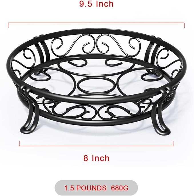Yimobra Metal Plant Stand for Outdoor Indoor, Heavy Duty Flower Pots Holder Rustproof Wrought Iron Planter Stands Garden Round Supports Rack for Planter 9.5 Inches, Bronze Black