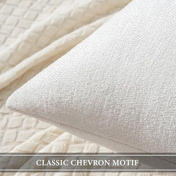MIULEE Pack of 2 Pure White Decorative Pillow Covers 20x20 Inch Soft Chenille Couch Spring Throw Pillows Farmhouse Cushion Covers for Home Decor Sofa Bedroom Living Room