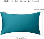 Thmyo 4-Pack 100% Cotton Lumbar Comfortable Solid Decorative Throw Pillow Case, Rectangle Cushion Cover Pillowcase Sublimation Blank Pillow Covers DIY Throw Pillowcase(12x20inch/30x50cm, Lake Blue)