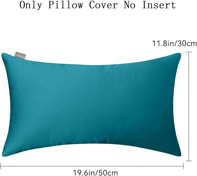 Thmyo 4-Pack 100% Cotton Lumbar Comfortable Solid Decorative Throw Pillow Case, Rectangle Cushion Cover Pillowcase Sublimation Blank Pillow Covers DIY Throw Pillowcase(12x20inch/30x50cm, Lake Blue)