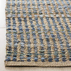 SAFAVIEH Cape Cod Collection Runner Rug - 2'3" x 6', Natural & Blue, Handmade Flat Weave Coastal Braided Jute, Ideal for High Traffic Areas in Living Room, Bedroom (CAP352A) - size: 2'3" x 6' (Runner)