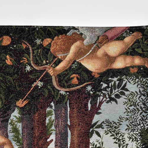 AureoMadis Jacquard Woven Tapestry Wall Hanging, Botticelli Three Graces (Primavera), Vintage Renaissance Medieval Home Decor, 28.5x42 inch, Fully Lined with Dual Rod Pockets (Yellow：Three Graces-with lining) - color: Yellow：Three Graces-with lining