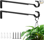 14 Inch 2 Pack Heavy Duty Outdoor Plant Hangers for Hanging Baskets, Iron Plant Brackets Outside, Metal Plant Wall Hooks for Lantern, Bird Feeder