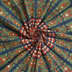 Bless International Handmade Indian hippie Bohemian Psychedelic Peacock Mandala Wall hanging College Dorm Beach Throws Table Cloth Bedding Tapestry (Ever Green, Medium(54x60Inches)(137x152cms)) - color: Evergreen, size: 60"L x 54"W