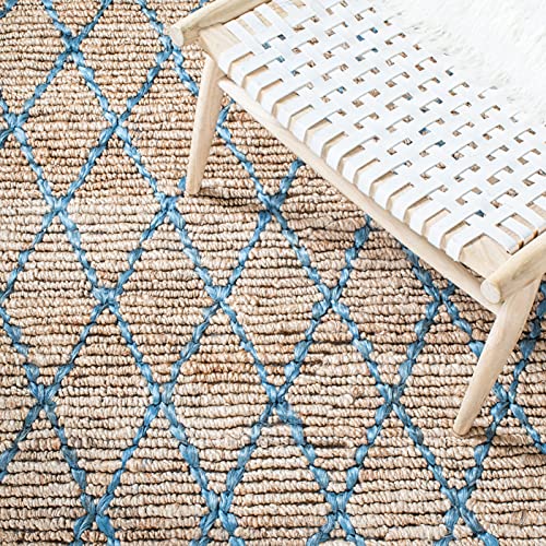 SAFAVIEH Natural Fiber Collection Accent Rug - 3' x 5', Natural & Navy, Handmade Farmhouse Boho Coastal Rustic Trellis Jute, Ideal for High Traffic Areas in Entryway, Living Room, Bedroom (NF951N) - color: Natural/Navy, size: 3' x 5' (Rectangular)
