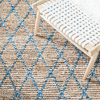 SAFAVIEH Natural Fiber Collection Accent Rug - 3' x 5', Natural & Navy, Handmade Farmhouse Boho Coastal Rustic Trellis Jute, Ideal for High Traffic Areas in Entryway, Living Room, Bedroom (NF951N) - color: Natural/Navy, size: 3' x 5' (Rectangular)