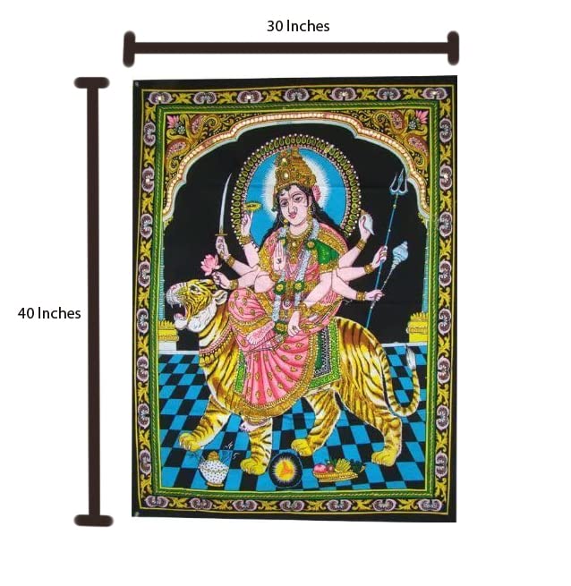 Rastogi Handicrafts Cotton Wall Hanging Indian 40" X 30" Poster Size (DURGA-G) - color: DURGA-G