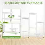 iDavosic.ly 6 Tier Large Plant Stand Indoor with 10 Inch Wide Tray, Tiered Corner Metal Outdoor Flower Display Holder Shelf, Folding Tall Rack for Patio Porch Living Room, White