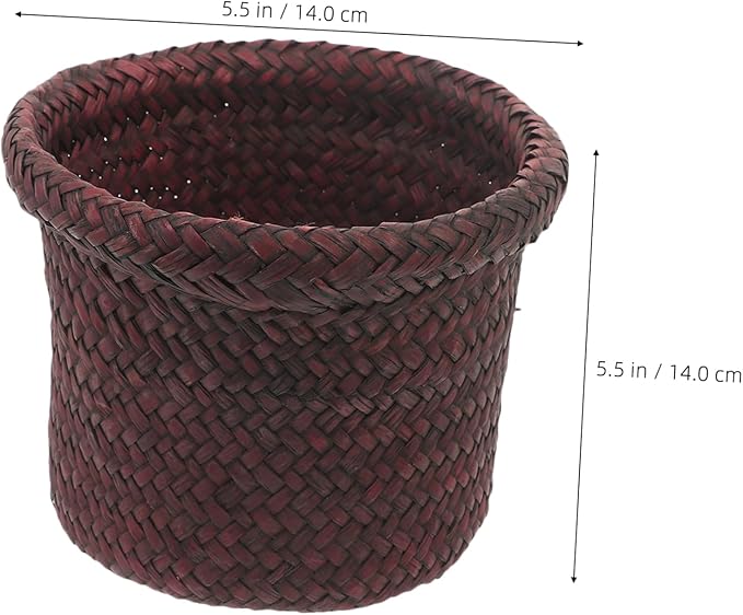 1Pc Seaweed Woven Plant Holder Natural Seagrass Pot Container for Indoor Plants Handcrafted Design Versatile Basket for Home Decor