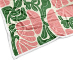 Boho Abstract Colorful Floral Throw Blanket, Vintage Retro Patchwork Pink Green Flower Botanical Geometric Aesthetic Groovy Flannel Throw Blanket for Chair Bed Sofa Couch, 60X70IN