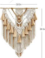 BMIDRUT Hanging Macrame Tapestry Woven Boho Wall Art Handmade Macrame Tapestry Home Wall Decor Wall Pediment 18x30 Inch (Brown)