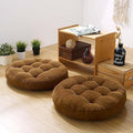 Meditation Floor Pillow Set of 2 Large Round Floor Cushions for Adults Tufted Corduroy Floor Seat Pillows Cushion for Living Room Tatami Yoga,Brown 22x22 Inch