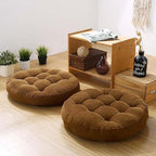 Meditation Floor Pillow Set of 2 Large Round Floor Cushions for Adults Tufted Corduroy Floor Seat Pillows Cushion for Living Room Tatami Yoga,Brown 22x22 Inch