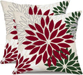 DFXSZ Wine red Dark Green Flower Pillow Covers 18x18 Inch Set of 2 Outdoor Throw Pillows Outdoor Waterproof Decor for Living Room Sofa Patio Funiture Garden Floral Polyester Pillow Covers 002W18