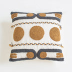Boho Tufted Throw Pillow Covers Braided Pillow Covers Farmhouse Pillow Covers with Embroidered Geometric Pattern Decorative for Couch Bed Living Room Outdoor (18"x18"Tufted-A)