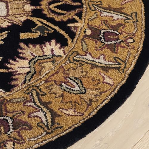 SAFAVIEH Classic Collection 7'6" x 9'6" Oval Black / Gold CL252A Handmade Traditional Oriental Premium Wool Area Rug - size: 7'6" x 9'6" (Oval)