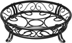 Yimobra Metal Plant Stand for Outdoor Indoor, Heavy Duty Flower Pots Holder Rustproof Wrought Iron Planter Stands Garden Round Supports Rack for Planter 9.5 Inches, Bronze Black