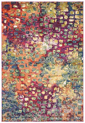 SAFAVIEH Madison Collection Accent Rug - 2' x 4', Fuchsia & Gold, Boho Abstract Distressed Design, Non-Shedding & Easy Care, Ideal for High Traffic Areas in Entryway, Living Room, Bedroom (MAD425D) - color: Fuchsia/Gold, size: 2' x 4' (Rectangular)