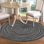 Hand Woven Round Area Rugs Living Room Bedroom Study Computer Chair Cushion Base Mat Round Carpet Rug(4' Round, Black/White) - color: Black/White, size: 4' Round