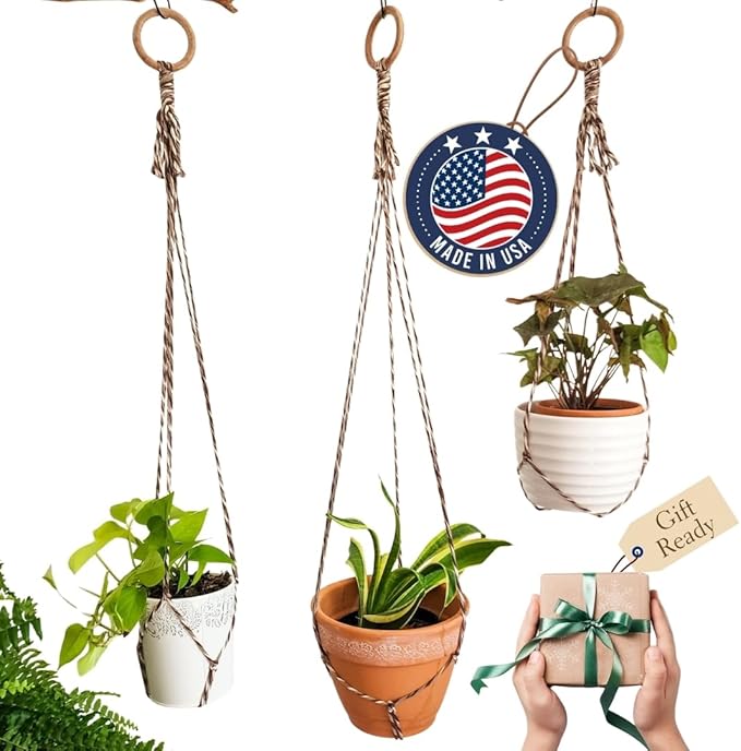 Set of 3 Macrame plant hanger for pots 4-10” live plants indoor and outdoor decor hanging plant holder Boho décor Plant stand Indoor plant shelf for Hanging planter for plant pots (Coffee Corner)