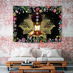 Ine Ive African Chakra Tapestry African American Woman Zen Meditation Tapestries 40x30 Inch Starry Sky Flower Garden Inspirational Afro Yoga Wall Art for Bedroom Dorm Decor - size: 40"L x 30"W