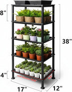 5-Tier Seed Starter Trays, Plant Stand, with Bottom-Watering Design– Reinforced Thickened Shelf for Small Pots, Balcony/Indoor Seed Starting & Greenhouse, Black