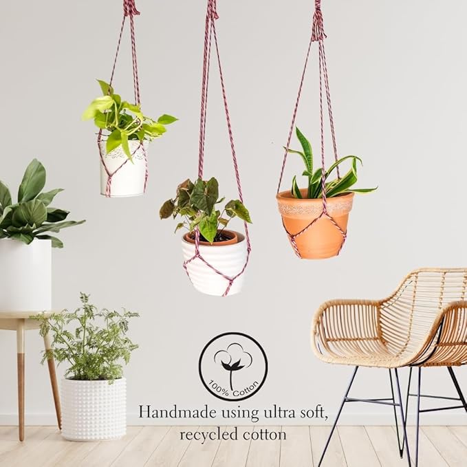 Set of 3 Macrame plant hanger for pots 4-10” live plants indoor and outdoor decor hanging plant holder Boho décor Plant stand Indoor plant shelf for Hanging planter for plant pots (Enchanted Garden)