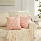 Fancy Homi 4 Packs Boho Pink Decorative Throw Pillow Covers 22x22 Inch for Living Room Couch Bed Sofa, Rustic Modern Farmhouse Home Decor, Soft Plush Corduroy Cute Square Cushion Case 55x55 cm