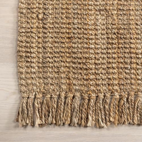 Nuloom Daniela Natural, 4' Square, Handmade, Jute, Tassel, Soft and Textured, High Traffic, Stain Resistant, Easy Clean, Durable Area Rug for Bedroom, Living Room, Dining Space, Foyer, Entryway - color: Natural, size: 4' x 4' (Square)