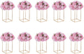 Gold Stand Wedding Centerpieces for Tables - 15.75in Tall Vases for Centerpieces, 10 Pcs Metal Column Flower Stand, Rectangular Flower Display Rack, Wedding Decorations for Table, Party, Event, Home