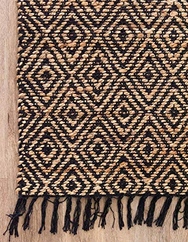 Unique Loom Braided Jute Collection Area Rug - Assam (2' 2" x 12' 2" Runner, Black/ Natural) - color: Black/Natural, size: 2'2" x 12'2" (Runner)
