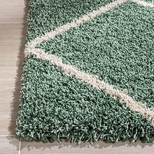 SAFAVIEH Hudson Shag Collection Accent Rug - 2' x 3', Green & Ivory, Modern Trellis Design, Non-Shedding & Easy Care, 2-inch Thick Ideal for High Traffic Areas in Foyer, Living Room, Bedroom (SGH281Y) - color: Green/Ivory, size: 2' x 3' (Rectangular)