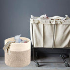 Cotton Rope Plant Basket Modern Woven Basket Pot Indoor Planter Up to 8 Inch Pot Storage Organizer Basket Rustic Home Décor (8.5''x8.5'', Grey&White)