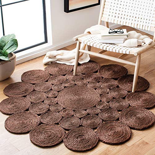 SAFAVIEH Natural Fiber Round Collection 3' Round Brown NF363T Handmade Boho Charm Farmhouse Jute Area Rug - color: Brown, size: 3' (Round)